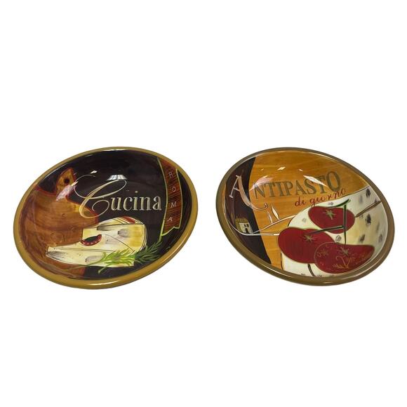 Set of 2 Pier 1 Imports Cucina Antipasto Earthenware China 9.5" Serving Bowls - Picture 1 of 6